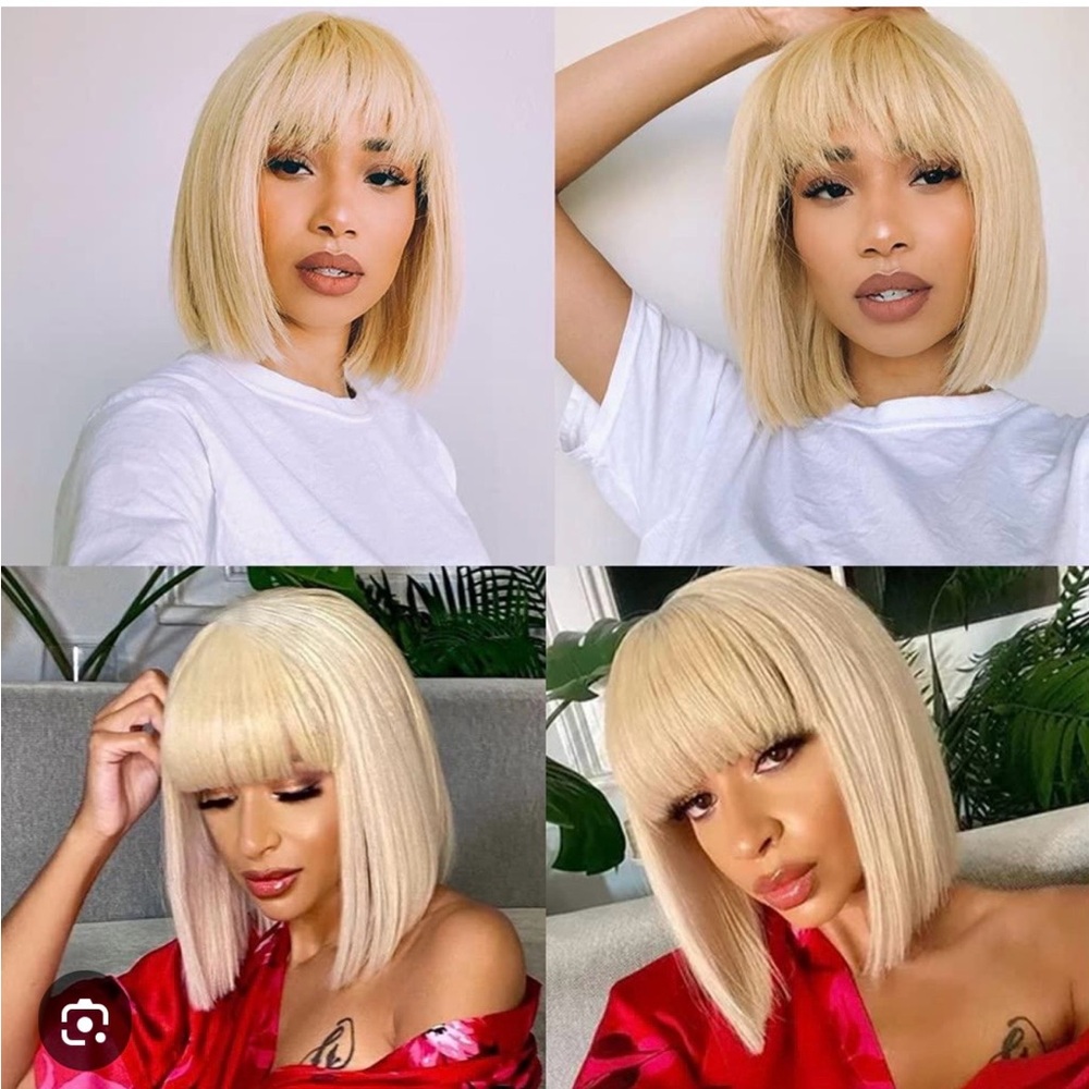 Blonde bob Wig with Bangs - Women Hair natural wig - Picture 2 of 10